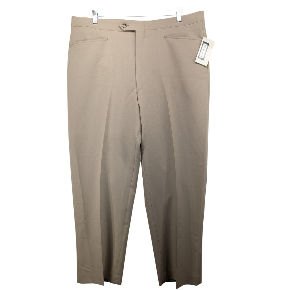 Sansabelt Mens Tan Dress Slacks Beltless Comfort Waist Pants 40R NWT 40 x 29